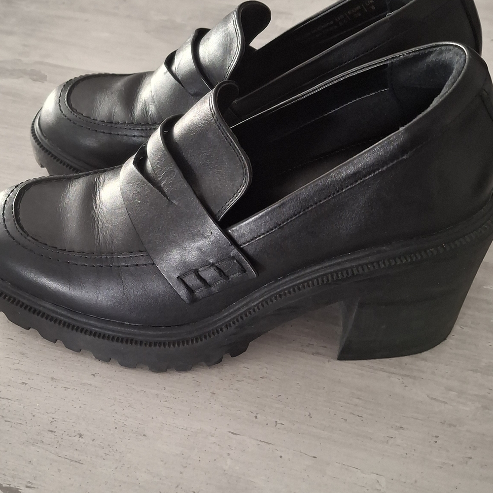Black Chunky Heel Loafers (Aldo)